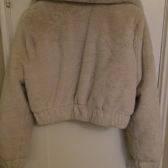 Garage Faux Fur Cream Bomber Jacket - Picture 8 of 8